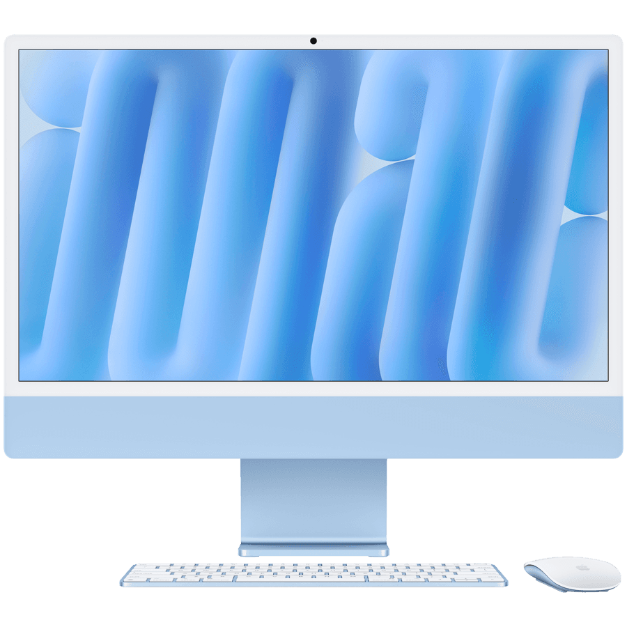 24-inch iMac with Retina 4.5K display: Apple M4 chip with 10‑core CPU and 10‑core GPU, 24GB, 512GB SSD - Blue