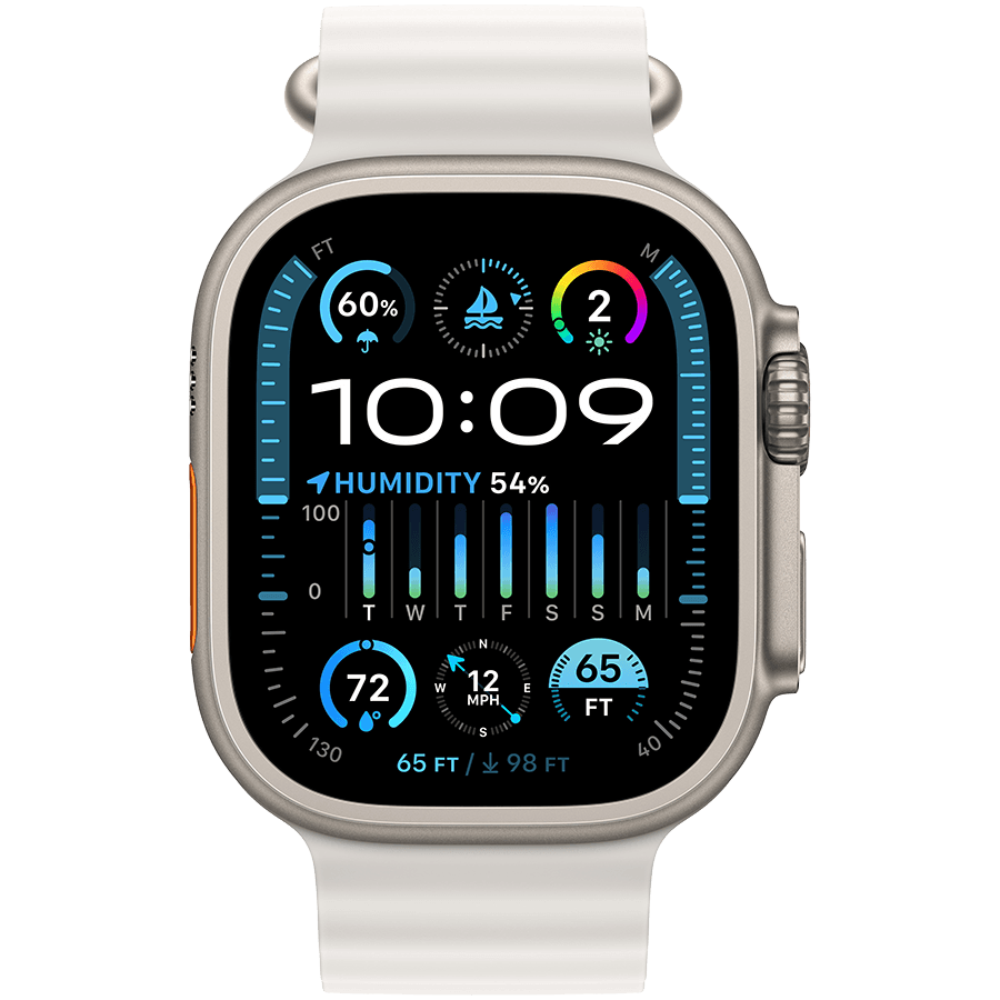 Apple Watch Ultra 2 GPS + Cellular, 49mm Titanium Case with White Ocean Band 2