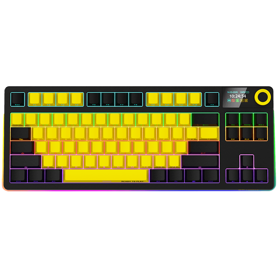 LORGAR KBP70TKLW, Wireless TKL Mechanical Gaming Keyboard Pro, Black/yellow, EN layout
