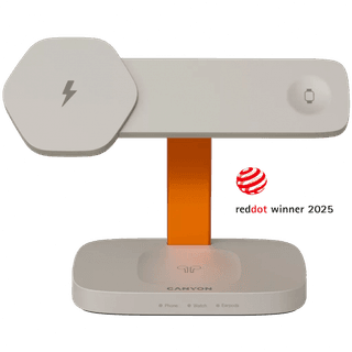 CANYON Wireless Charging Station Hexagon 310 3in1 LightGrey/Orange