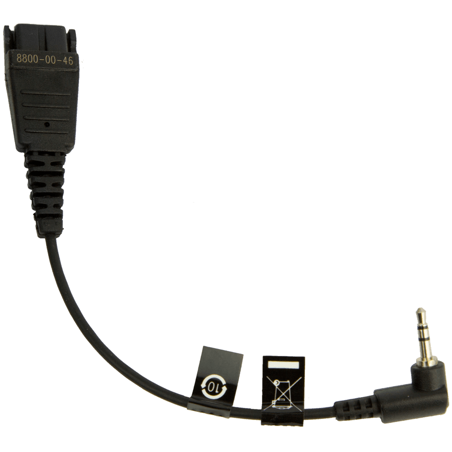 JABRA QD Cord to 2, 5mm pin plug, angulate, 15cm, e.g. for Panasonic GB500, PLX CA40