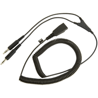 Jabra QD Cord to 2x 3, 5mm pin plug, coiled, 0, 5 - 2 meters; for GN2100, GN2000, GN2200