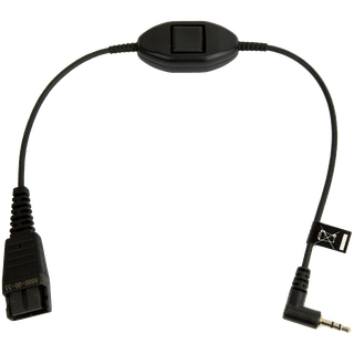 Jabra QD Cord to 2, 5mm pin plug, straight, 0, 3 meters, with call answering at cord, e.g. for Philips, Ericsson