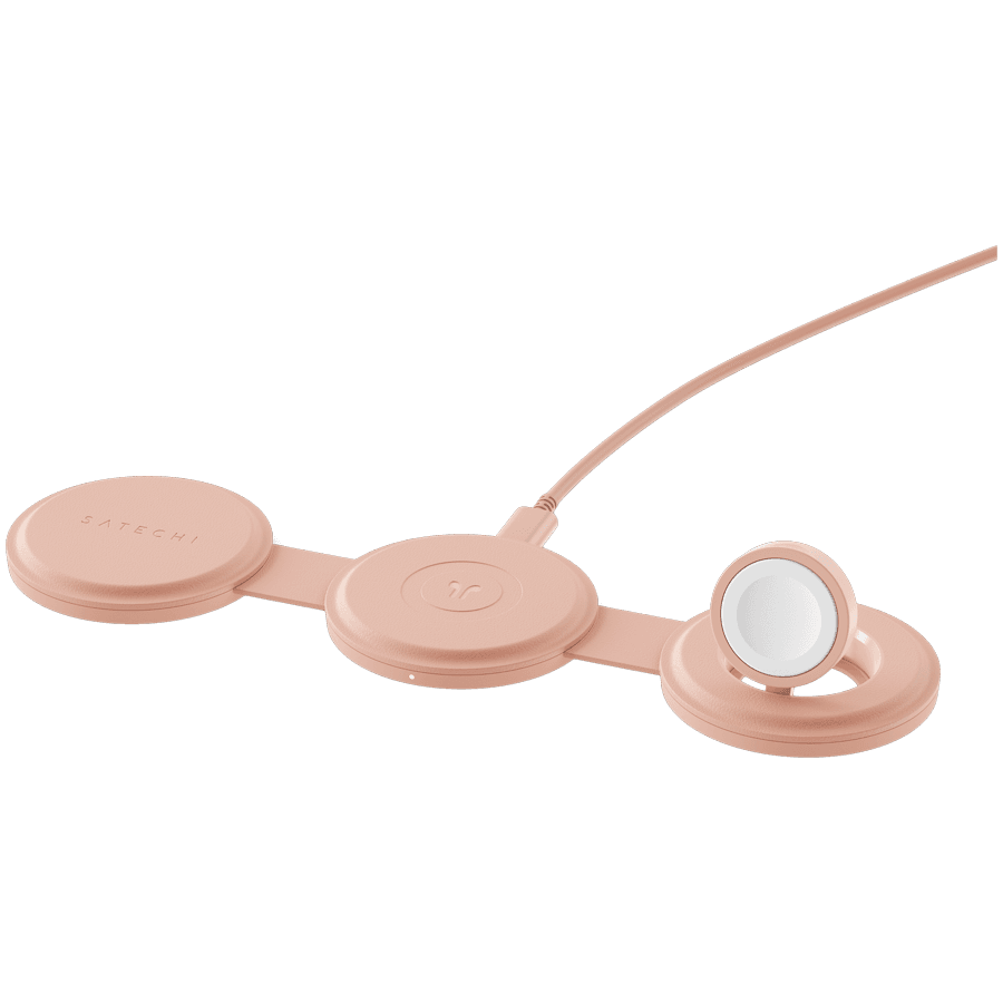 SATECHI OntheGo 3-in-1 Wireless Charger (Desert Rose) 2