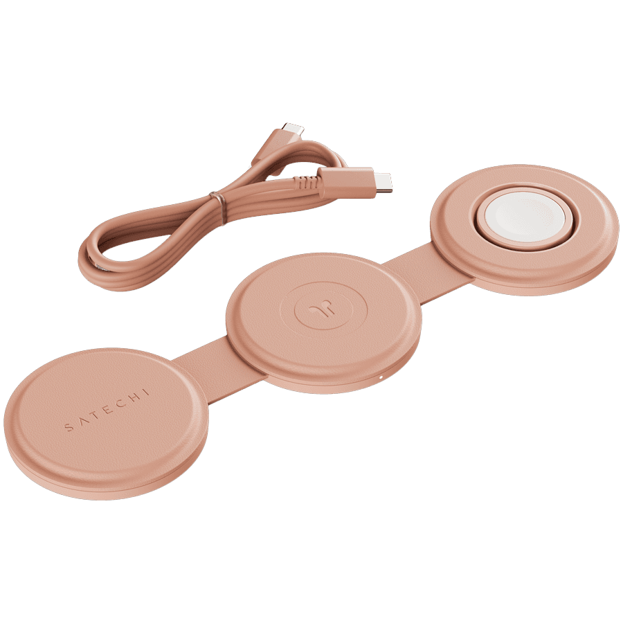 SATECHI OntheGo 3-in-1 Wireless Charger (Desert Rose) 3