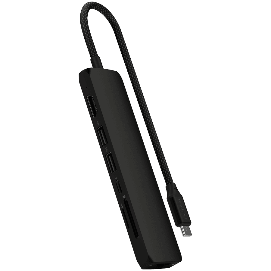 SATECHI 7-in-1 USB-C Slim Multiport Adapter with Ethernet (Black)