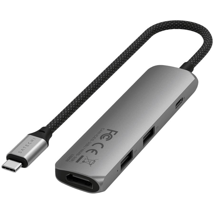 SATECHI 4-in-1 USB-C Slim Multiport Adapter 4K (Space Grey) 3