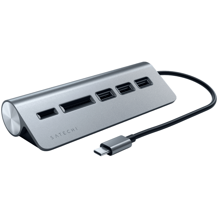 SATECHI Type-C Aluminum USB 3.0 Hub & Card Reader Space Gray