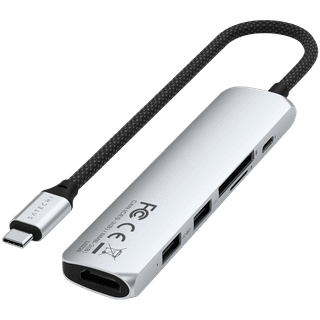 SATECHI 6-in-1 USB-C Slim Multiport Adapter (Silver)