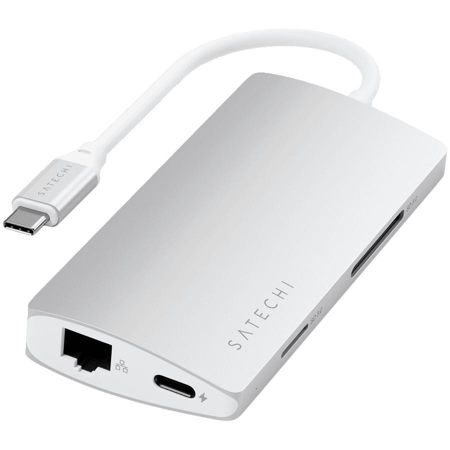 SATECHI Type-C Multi-Port Adapter 4K with Ethernet V2 Silver