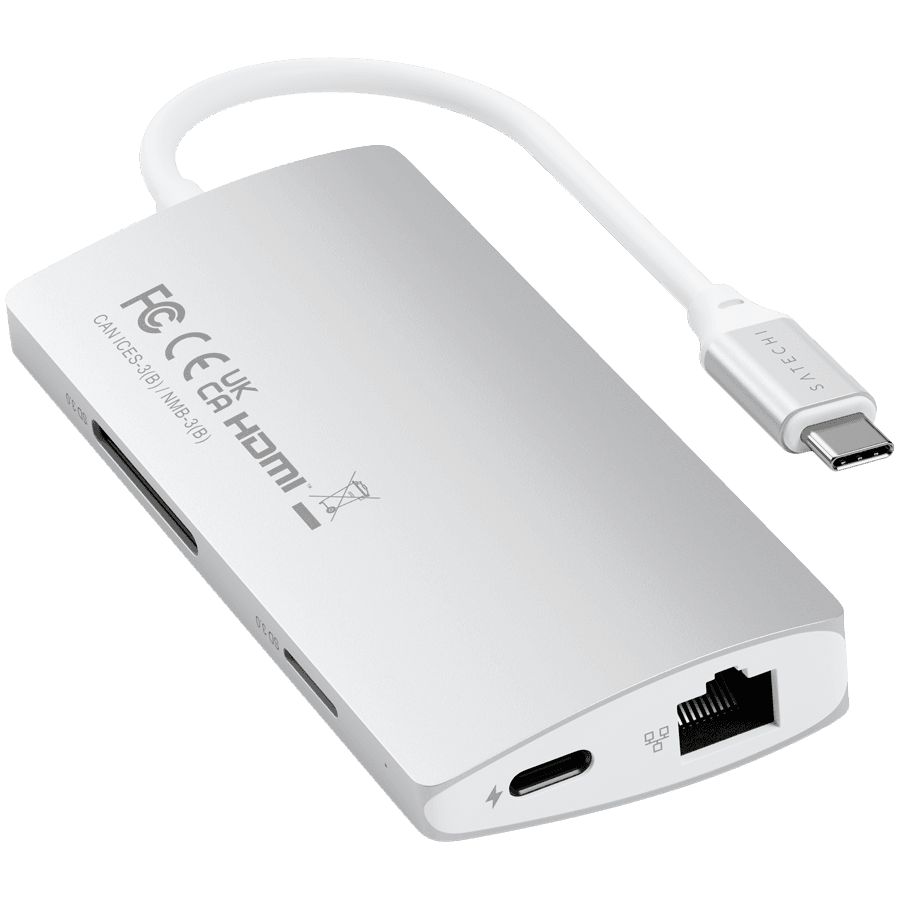SATECHI Type-C Multi-Port Adapter 4K with Ethernet V2 Silver 4