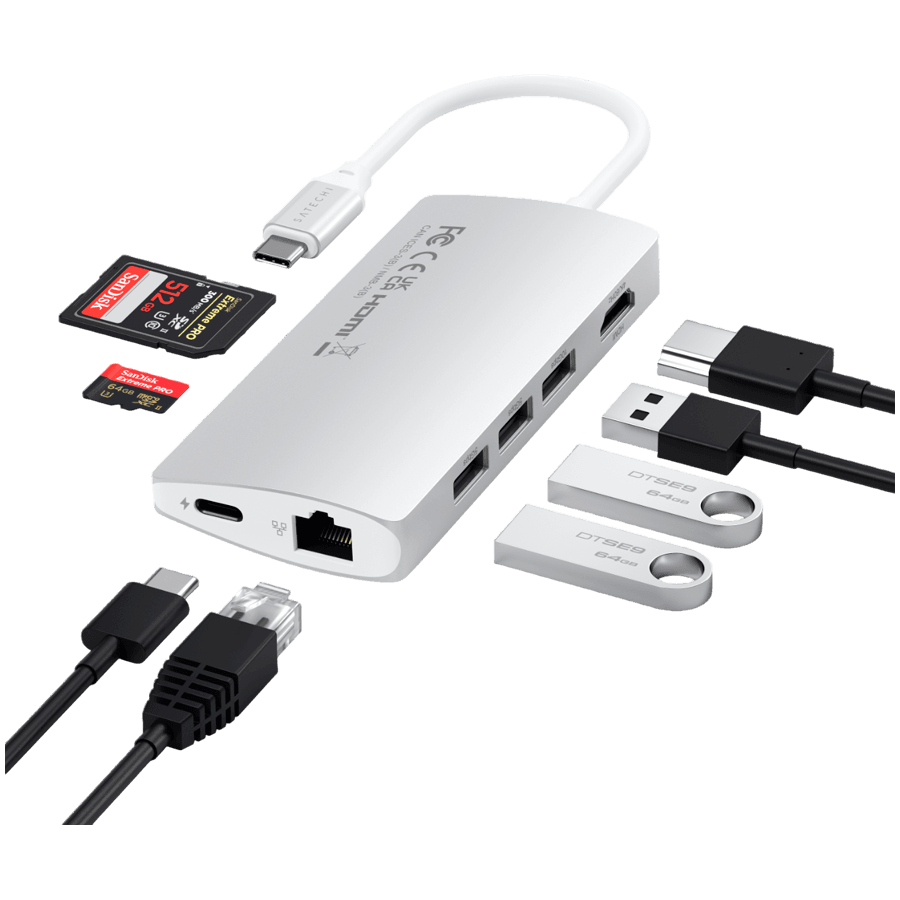 SATECHI Type-C Multi-Port Adapter 4K with Ethernet V2 Silver 5