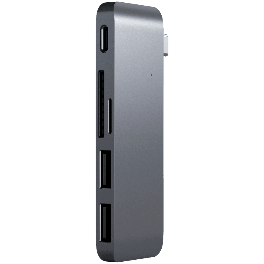 SATECHI Type-C Pass-Through USB Hub with USB-C Charging Port Space Gray