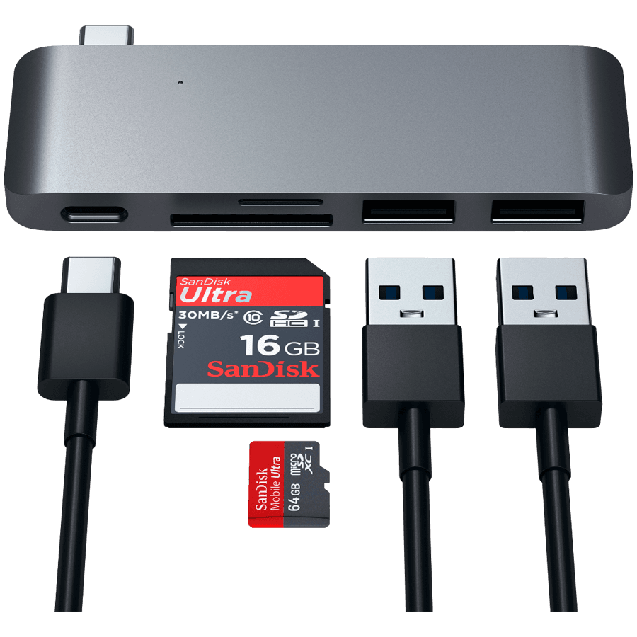 SATECHI Type-C Pass-Through USB Hub with USB-C Charging Port Space Gray 4