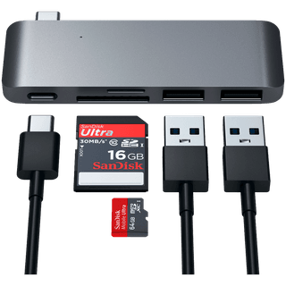 SATECHI Type-C Pass-Through USB Hub with USB-C Charging Port Space Gray