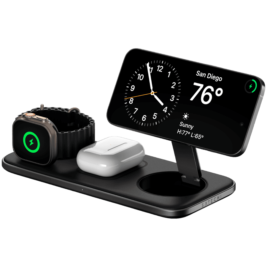 SATECHI Qi2 Trio Wireless Charging Pad - with Type A, C, G plugs