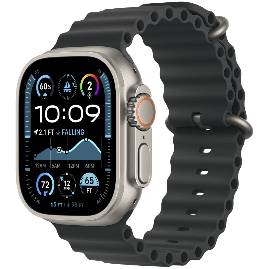 49mm Black Ocean Band - Natural Titanium Finish 2