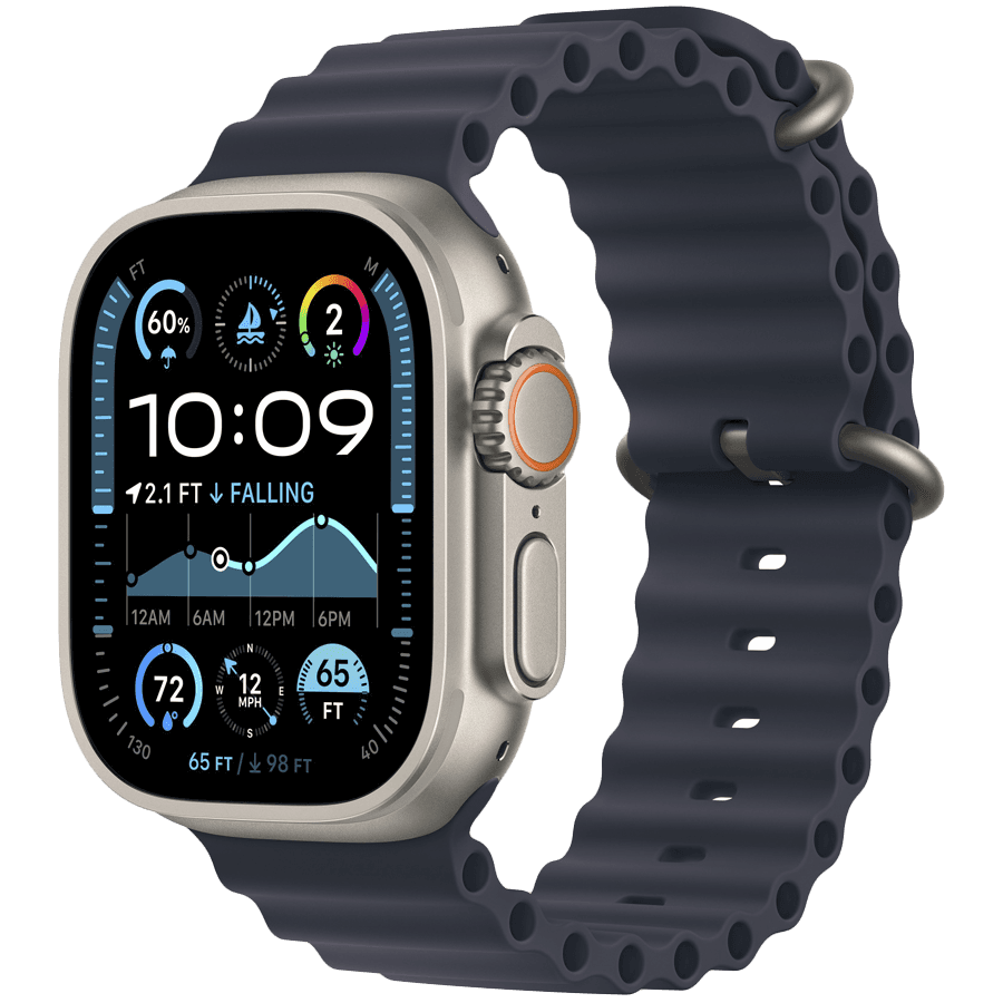 49mm Navy Ocean Band - Natural Titanium Finish 2