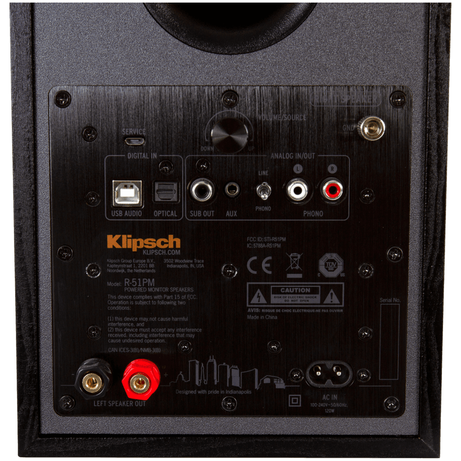 Klipsch Reference R-51PM Powered Bookshelf Speakers, Black, Pair 4