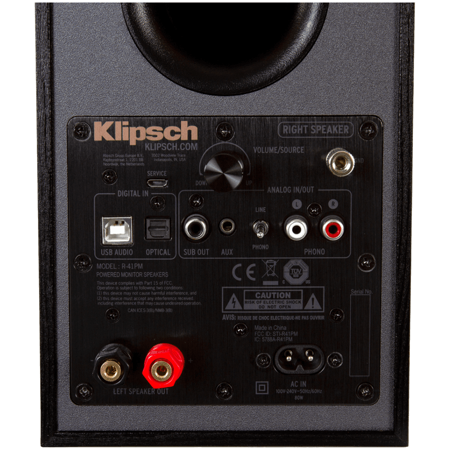 Klipsch Reference R-41PM Powered Bookshelf Speakers, Black, Pair 4