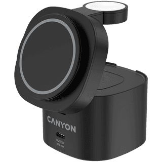 Canyon 4 in 1 Wireless Charging Stand, 30W max, Size: 70x70x70.3mm, weight: 414g, with 65W charger and 1M cable, black