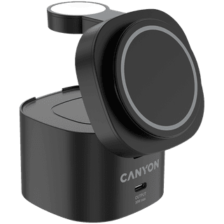 Canyon 4 in 1 Wireless Charging Stand, 30W max, Size: 70x70x70.3mm, weight: 414g, with 65W charger and 1M cable, black