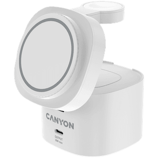 Canyon 4 in 1 Wireless Charging Stand, 30W max, Size: 70x70x70.3mm, weight: 414g, with 65W charger and 1M cable, white