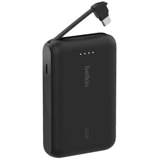 BELKIN 10k PD20w Integrated USB-C Cable Power Bank, Black
