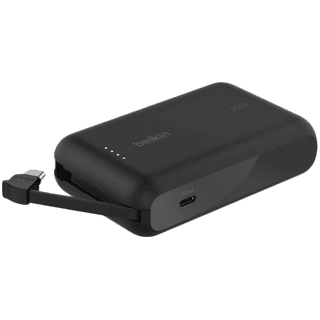 BELKIN 10k PD20w Integrated USB-C Cable Power Bank, Black