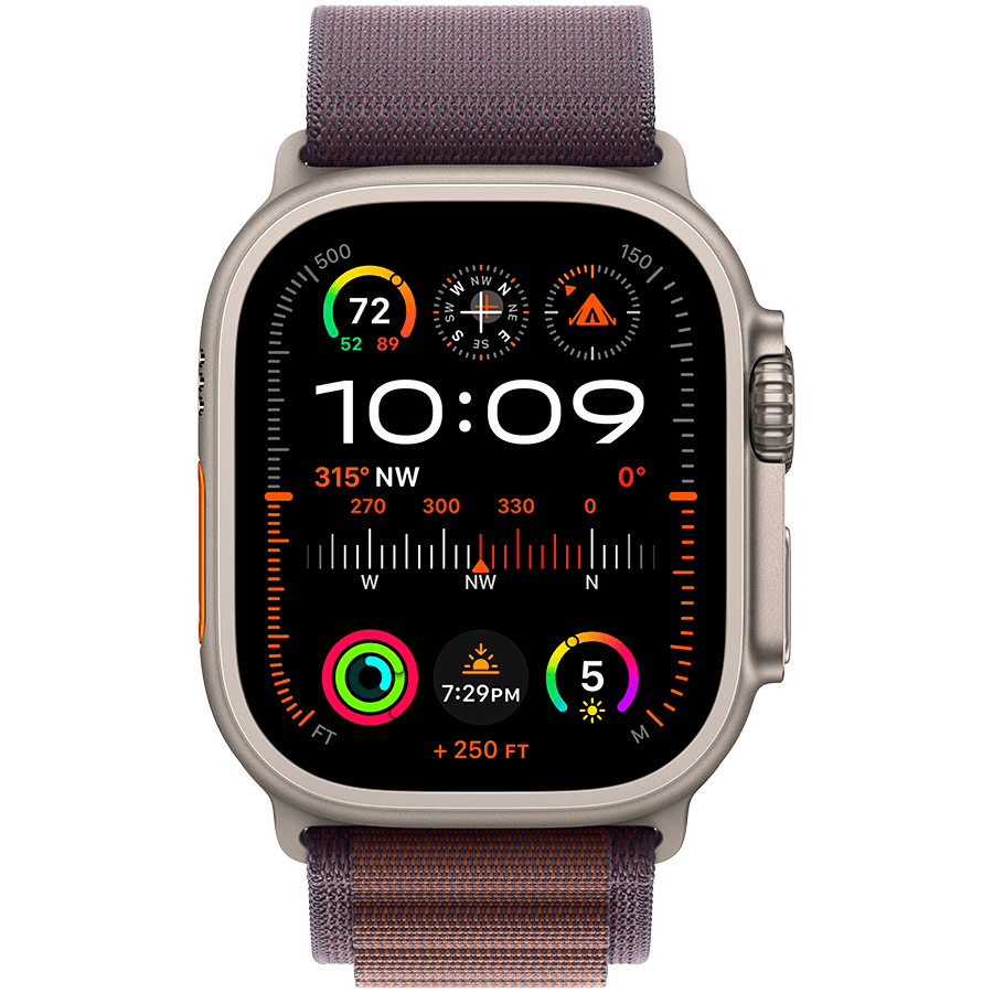 Apple Watch Ultra 2 GPS + Cellular, 49mm Titanium Case with Indigo Alpine Loop - Medium 2