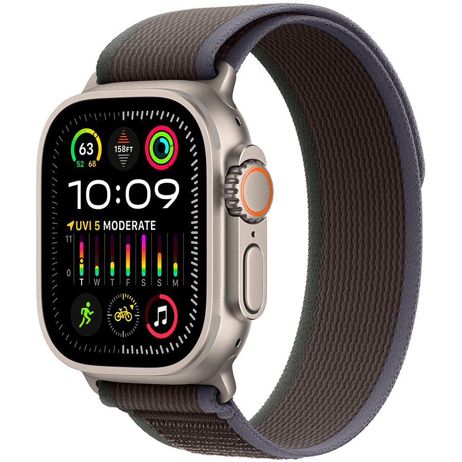 Apple Watch Ultra 2 GPS + Cellular, 49mm Titanium Case with Blue/Black Trail Loop - M/L