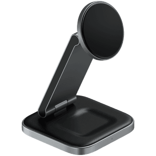 SATECHI 3-in-1 Foldable Qi2 Wireless Charging Stand (Space Gray) with Type A, C, G plugs