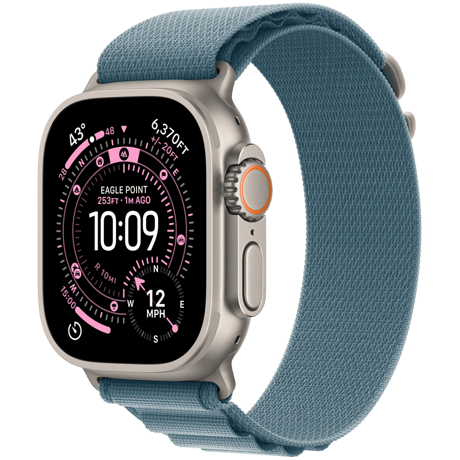 Apple Watch Ultra 3 GPS + Cellular 49mm Natural Titanium Case with Light Blue Alpine Loop - Medium
