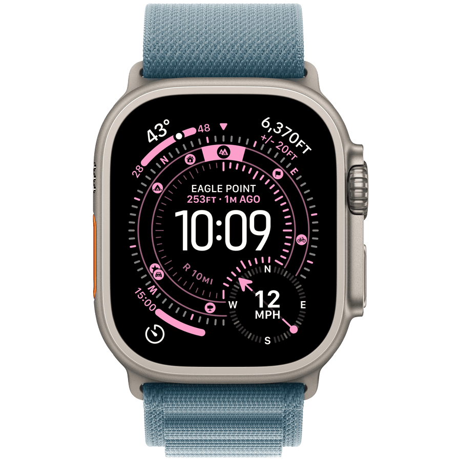 Apple Watch Ultra 3 GPS + Cellular 49mm Natural Titanium Case with Light Blue Alpine Loop - Medium 2