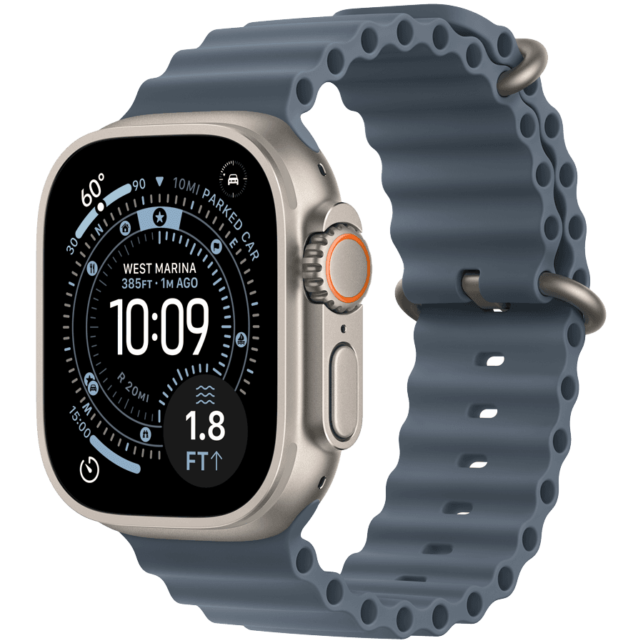 Apple Watch Ultra 3 GPS + Cellular 49mm Natural Titanium Case with Anchor Blue Ocean Band