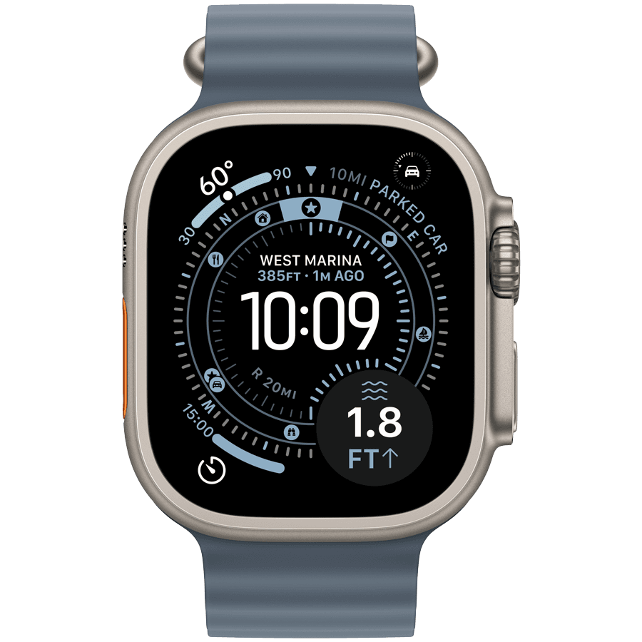 Apple Watch Ultra 3 GPS + Cellular 49mm Natural Titanium Case with Anchor Blue Ocean Band 2