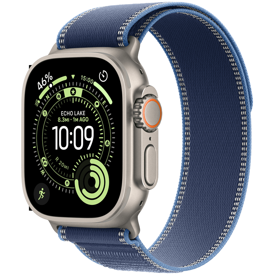 Apple Watch Ultra 3 GPS + Cellular 49mm Natural Titanium Case with Blue/Bright Blue Trail Loop - M/L