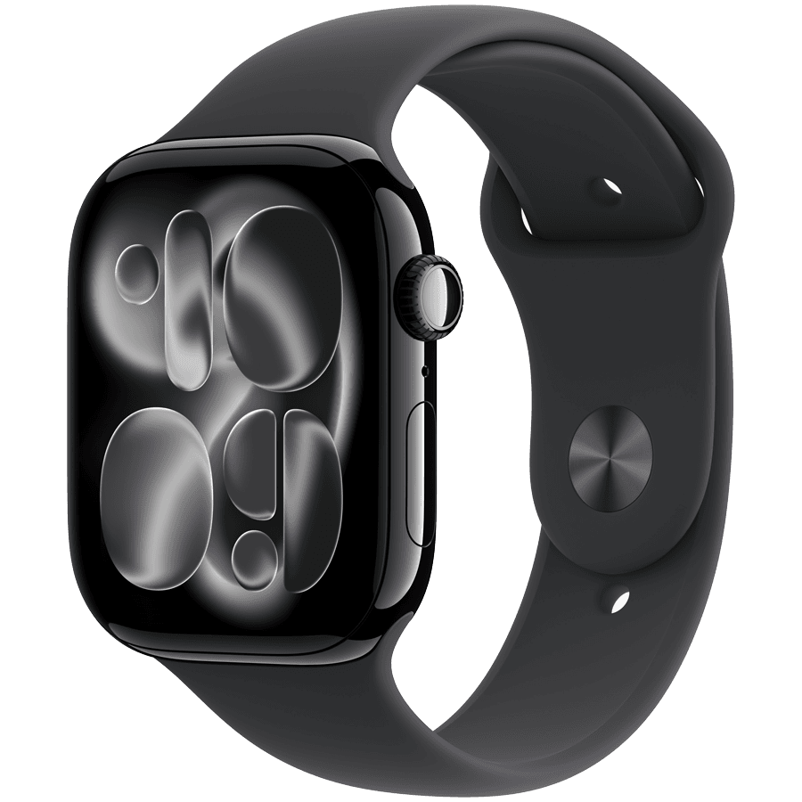 Apple Watch Series 11 GPS 46mm Jet Black Aluminium Case with Black Sport Band - S/M