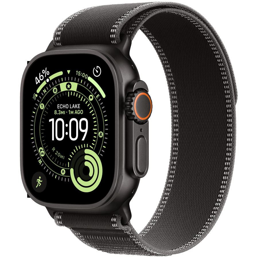 Apple Watch Ultra 3 GPS + Cellular 49mm Black Titanium Case with Black/Charcoal Trail Loop - M/L