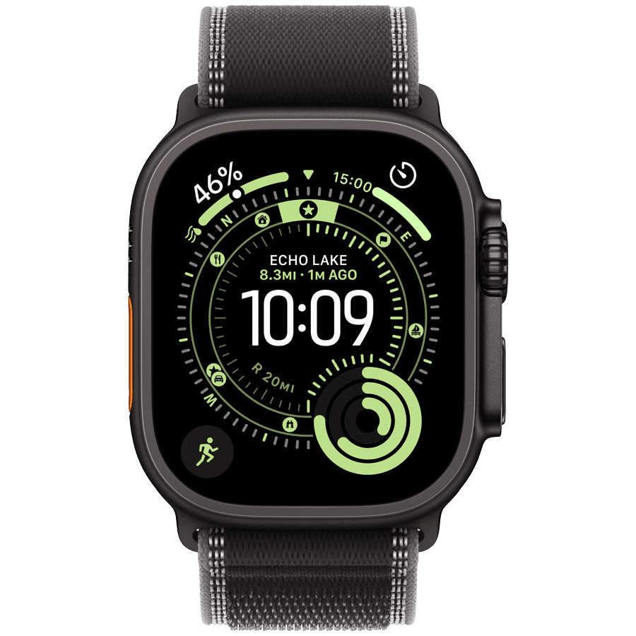 Apple Watch Ultra 3 GPS + Cellular 49mm Black Titanium Case with Black/Charcoal Trail Loop - S/M 2