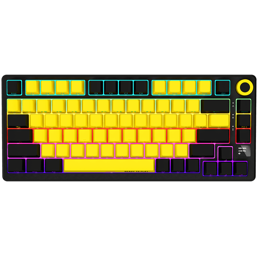 LORGAR KBP7075W, Wireless 75% Mechanical Gaming Keyboard Pro, Black/yellow, EN/RU layout