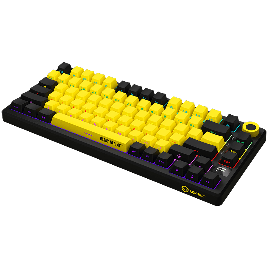 LORGAR KBP7075W, Wireless 75% Mechanical Gaming Keyboard Pro, Black/yellow, EN/RU layout 2
