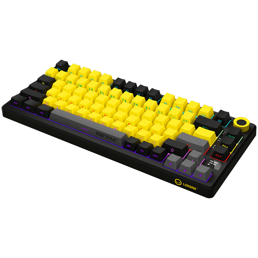 LORGAR KBP7075W, Wireless 75% Mechanical Gaming Keyboard Pro, Black/yellow, EN/RU layout 7