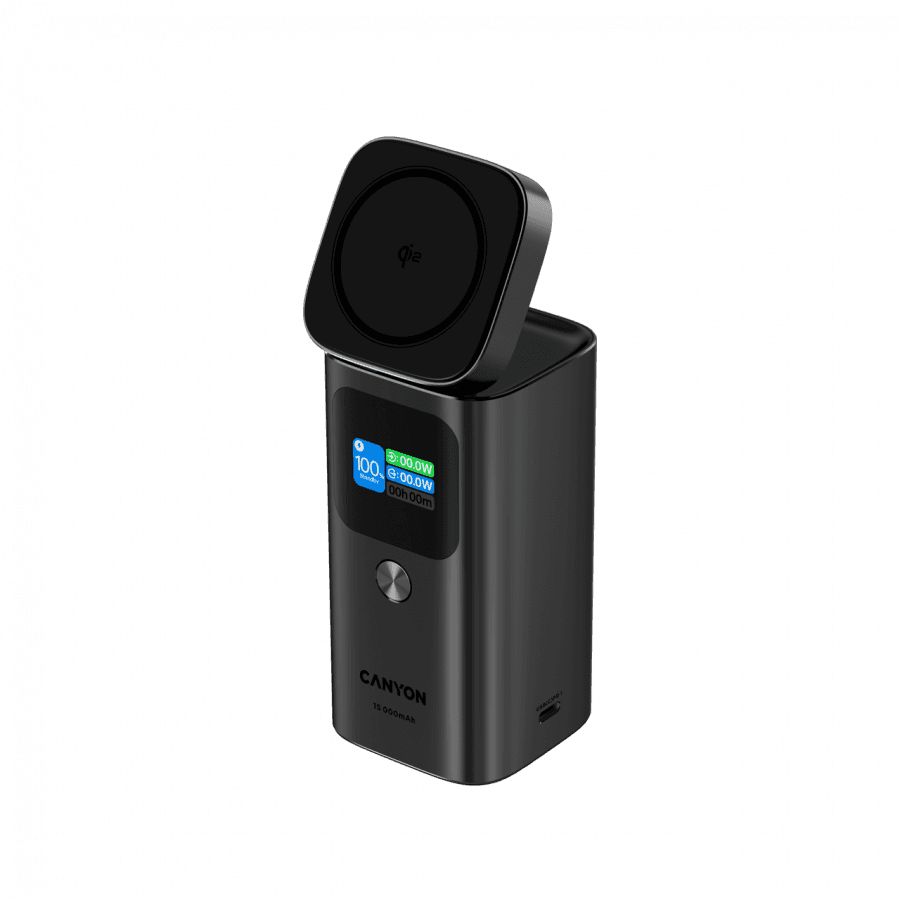 CANYON Qi2 magnetic power bank OnPower 150 15000mAh Aluminium Dark grey