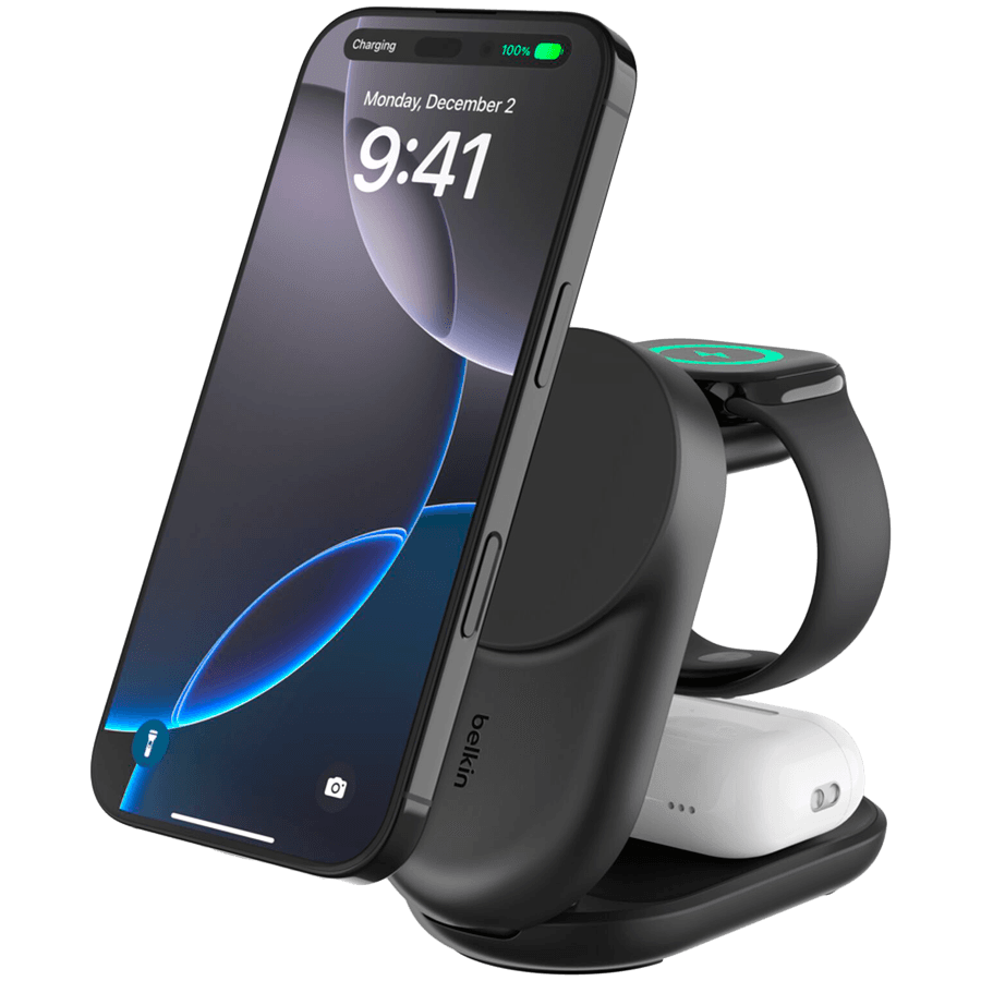 BELKIN 25w Qi2 3-IN-1 Foldable Charger, Black