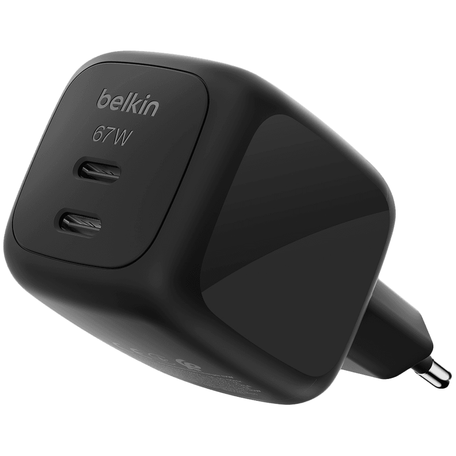 BELKIN 67w Dual USB-C PD wall Charger with PPS, Black