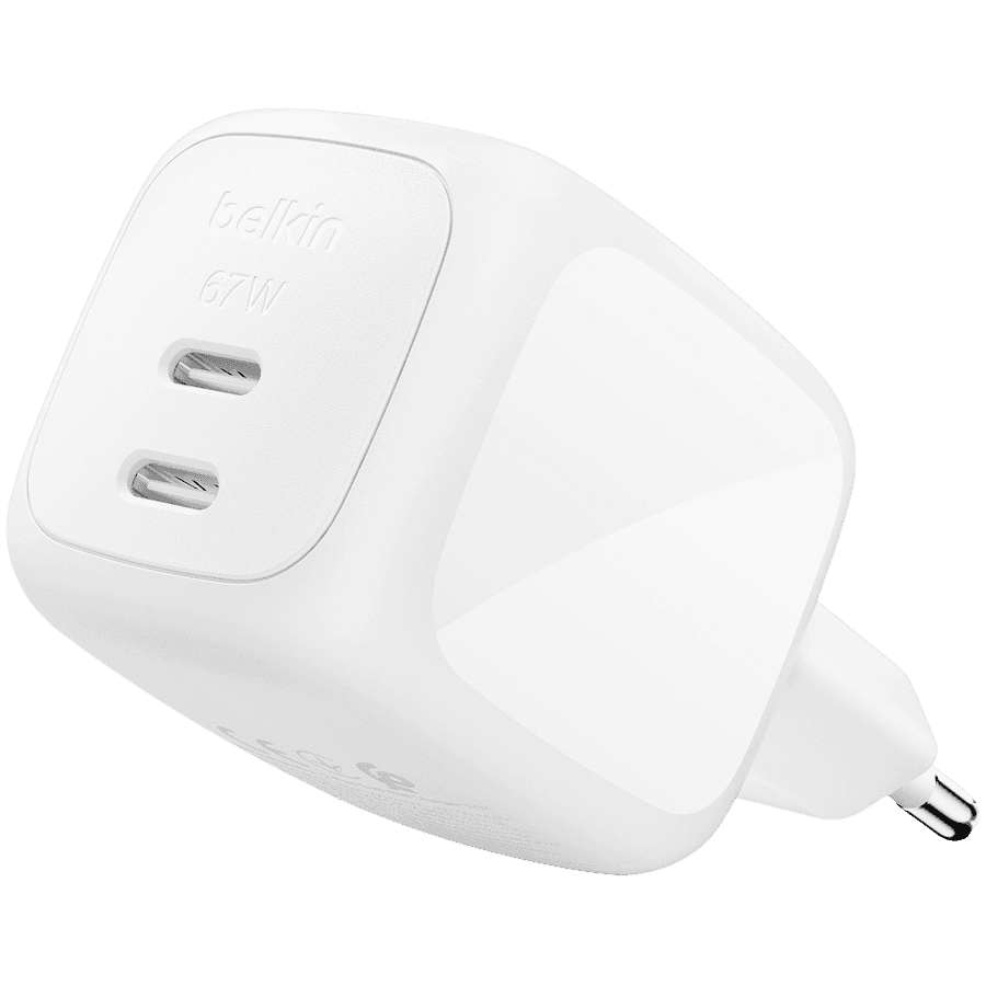 BELKIN 67w Dual USB-C PD wall Charger with PPS, White