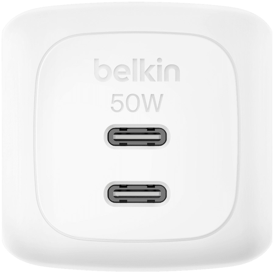 BELKIN 50w Dual USB-C PD wall Charger with PPS, White 2
