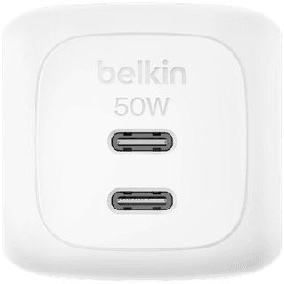 BELKIN 50w Dual USB-C PD wall Charger with PPS, White