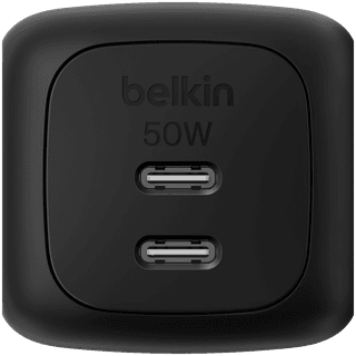 BELKIN 50w Dual USB-C PD wall Charger with PPS, Black
